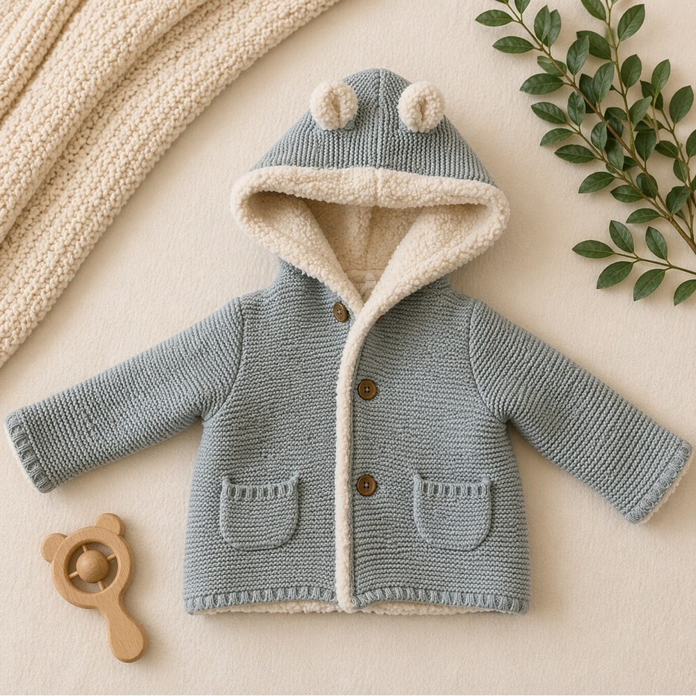Carter’s Baby Hooded Sherpa Lined Jacket with Bear Ears (3 Months)